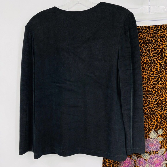 VTG 90s Y2K VeVe Dresses Velvet Leopard Outfit Top Skirt Beaded STRETCH Women 12 - Picture 7 of 11